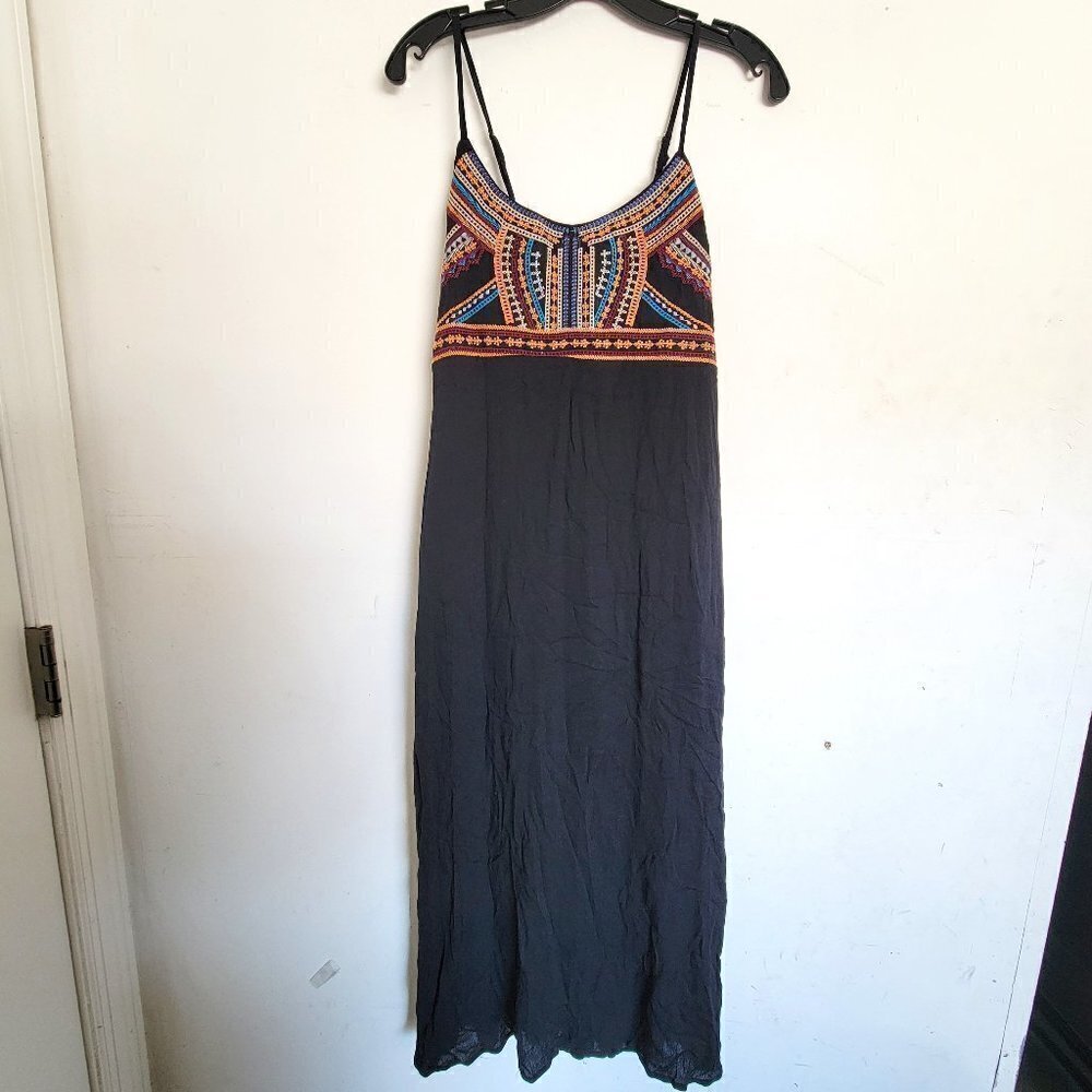 NEW Miu Shop Chiangmai Thailand Embroidery Boho Smocked Strappy Tank Maxi Dress